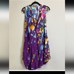 Vibrant Floral Asymmetrical Dress - Purple